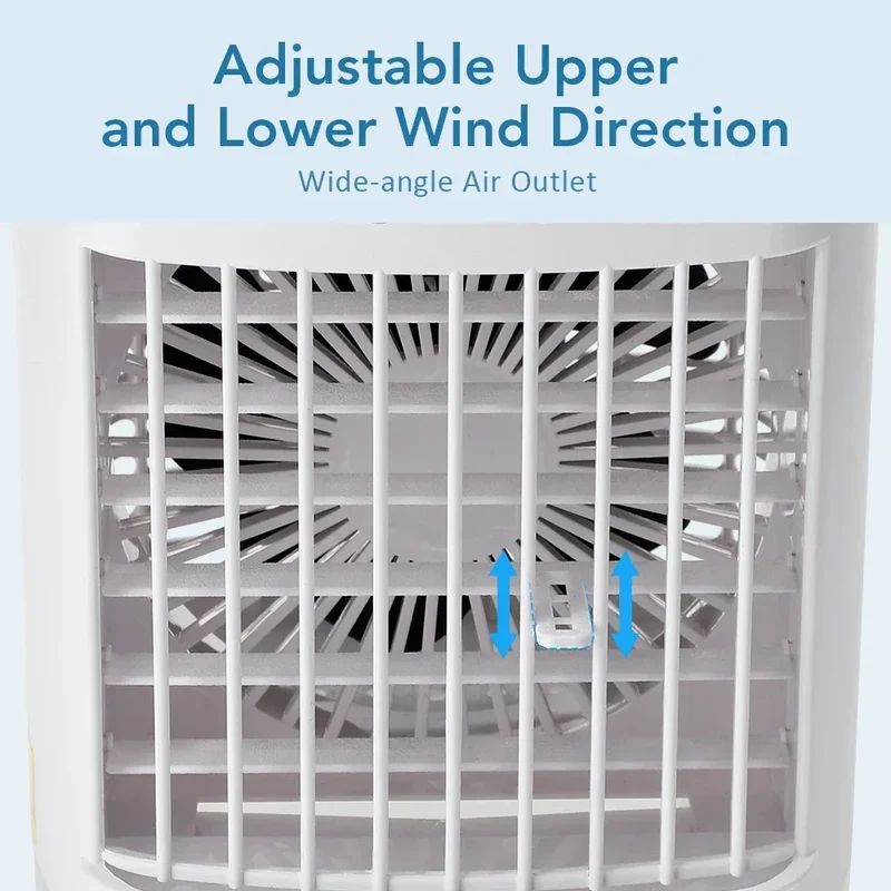 Air Conditioner Portable Desktop Air Cooler Fan with LED Night Light & Humidifier, Mini Mist Cooling Fan for Office Home