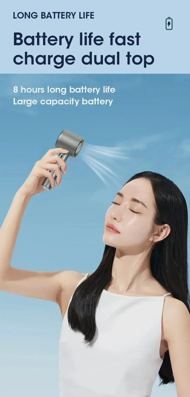 Mini Handheld Fan Mute Handheld Fan 4 Speeds Adjustment Air Calculating Fan With Power Display Portable Handheld Fan