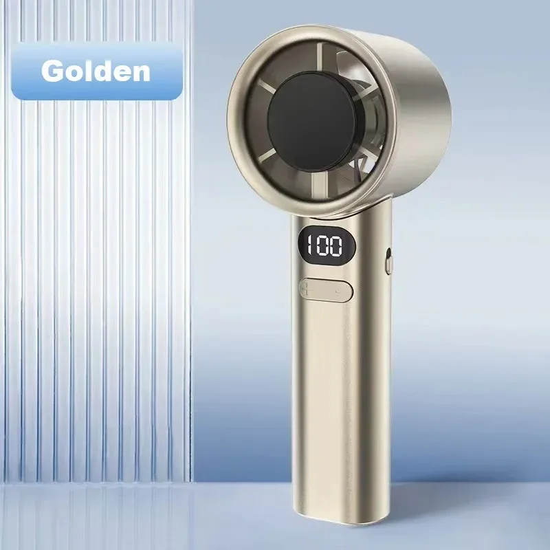 Mini Handheld Fan Mute Handheld Fan 4 Speeds Adjustment Air Calculating Fan With Power Display Portable Handheld Fan