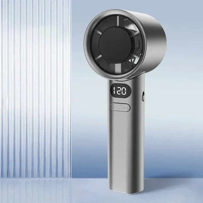 Mini Handheld Fan Mute Handheld Fan 4 Speeds Adjustment Air Calculating Fan With Power Display Portable Handheld Fan