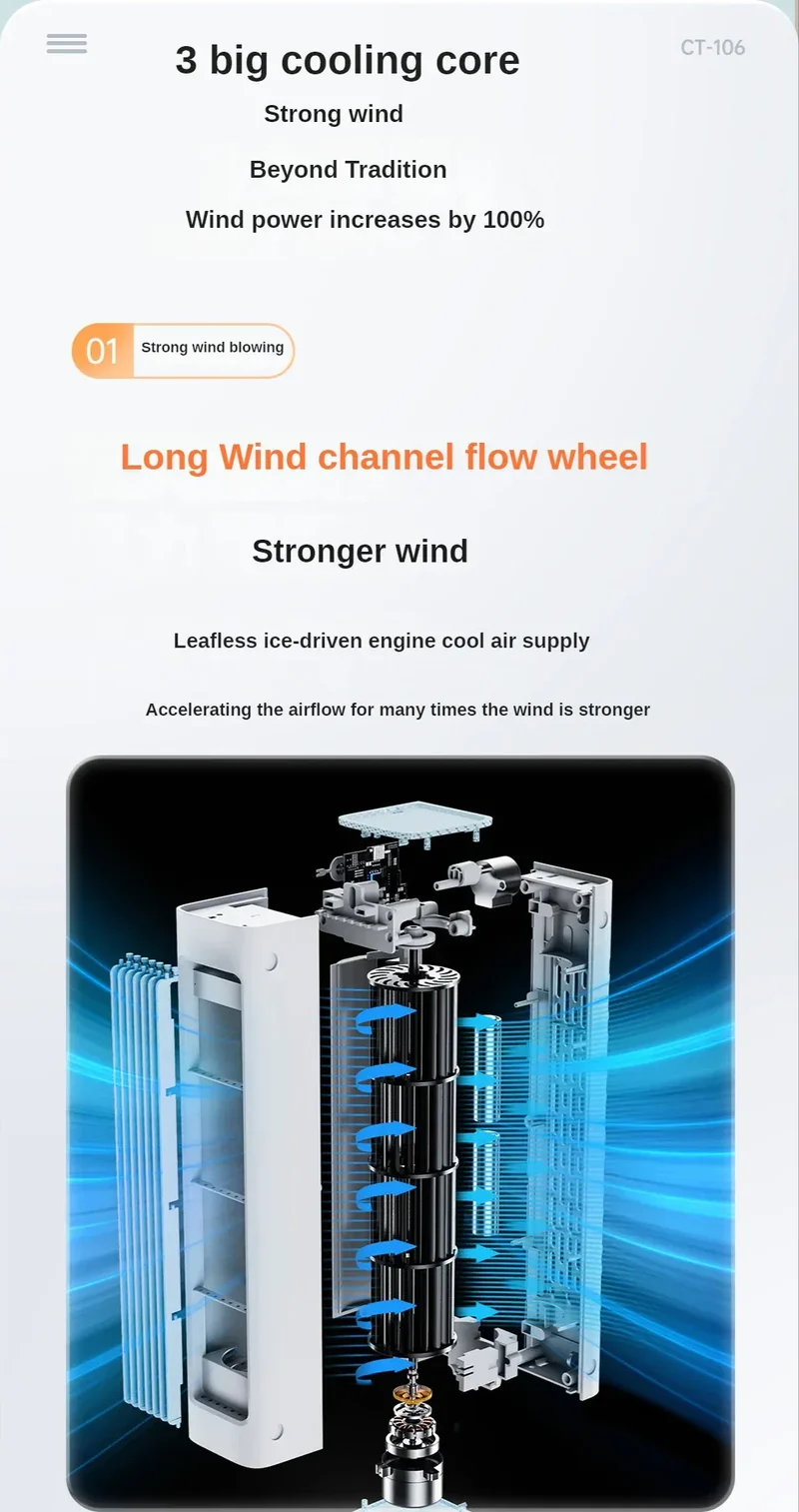 New remote control Wall-mounted Leafless Fan Portable USB Charging Office Air Conditioning Fan Desktop Large Wind Cooling Tower