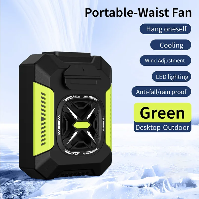 Waist Fan 5000mAh Rechargeable Portable Bladeless Air Conditioner Fan Outdoor Sport Waist Clip Fan with Power Bank Flashlight