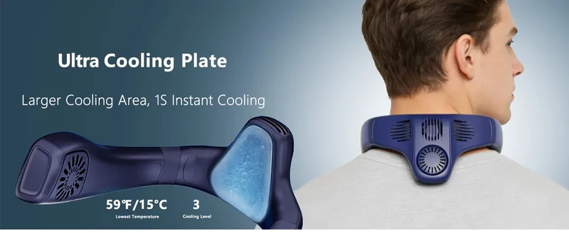 2026 New Upgrade Neck Air Conditioner Fan Instant Cooling With Cooling Plate, Bladeless, 8000mAh Operated Wearable Rechargeable