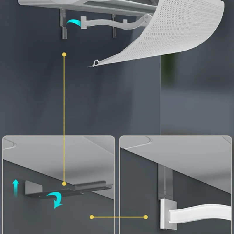 Air Conditioning Wind Deflector Adjustable Windshield Cover Wall Mounted Air Conditioner Air Baffle Shield Home Office White