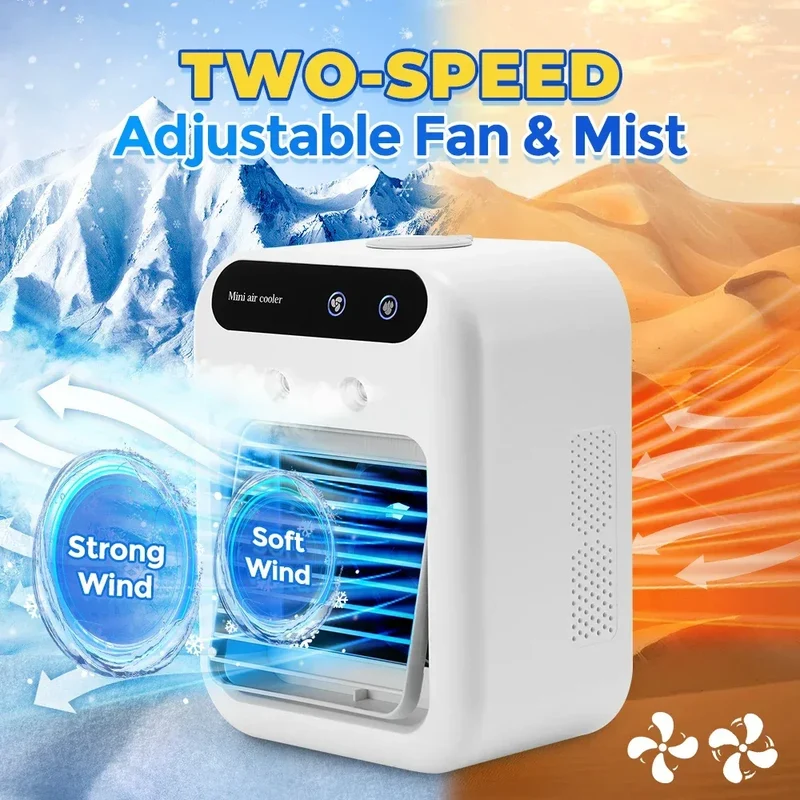 Small portable air conditioner fan, small air cooler, mini humidifier for home and office