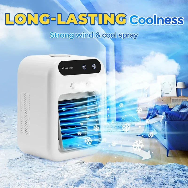 Small portable air conditioner fan, small air cooler, mini humidifier for home and office