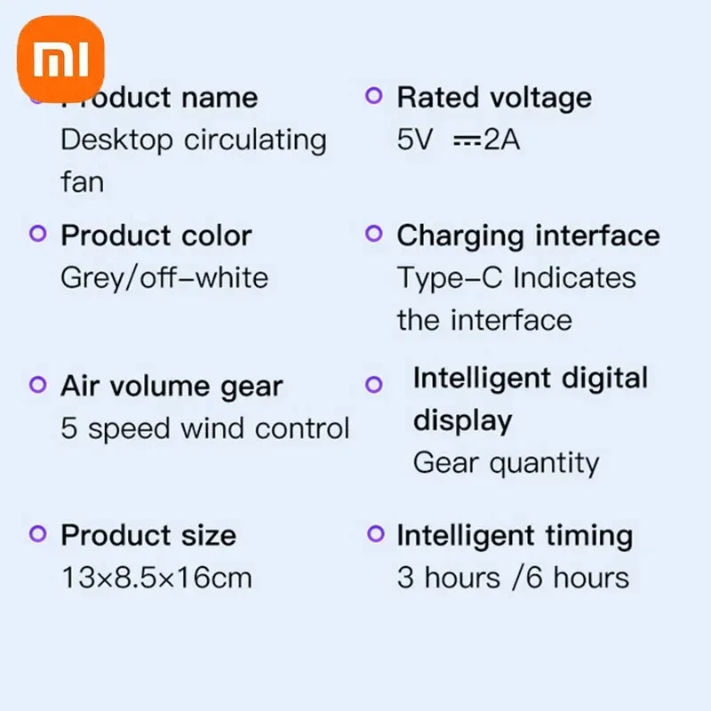 Xiaomi Smart Electric Fan 100 Level Bladeless Fan Portable Small Usb Charge Silent Desktop High-speed Circulating Cooling Fan