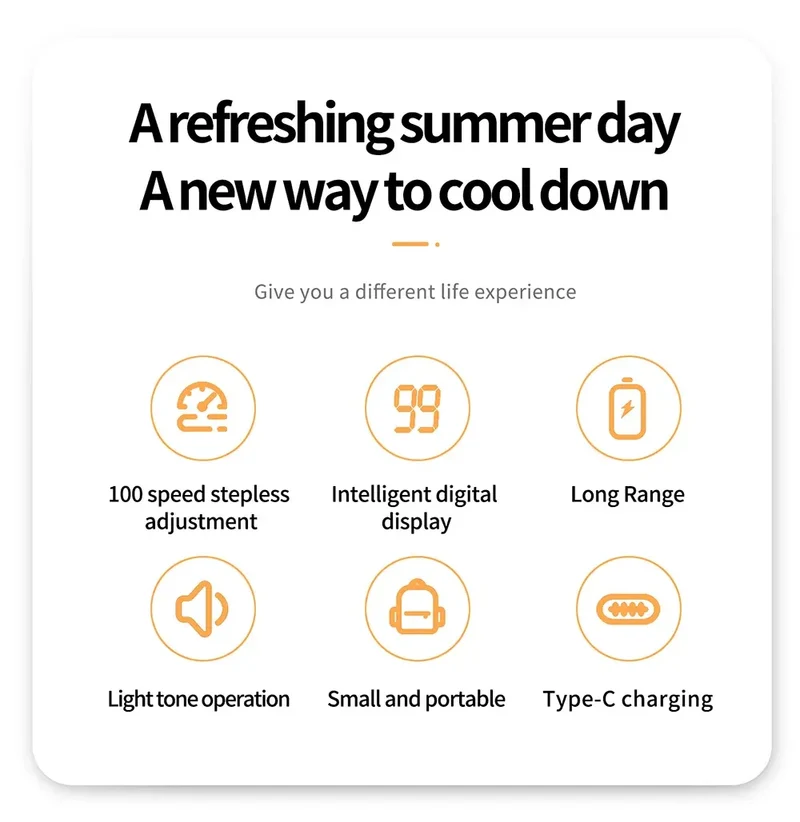 2025 New 3000mAh 100 Gears High Speed Fan Mini Air Conditioner Portable Fan Air Cooler with LED Display Screen Super Cool Wind
