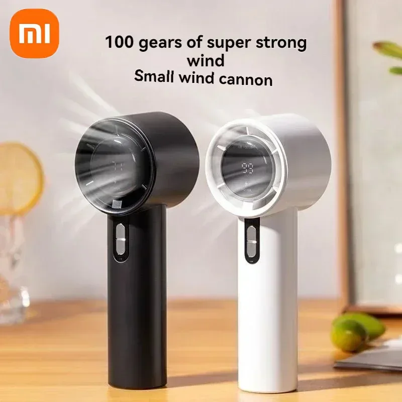 Xiaomi Ultra Quiet 100 Speed Handheld Fan USB Rechargeable Portable Mini Turbo Fan for Office and Travel with LED Indicator