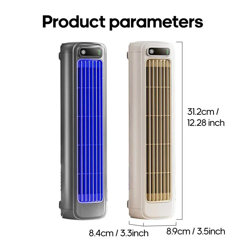 Portable Household Quiet Tower Fan 3 Speeds Wall Mounted Air Conditioning Fan 2000mAh Non-drilling Circulating Fan Room Kitchen