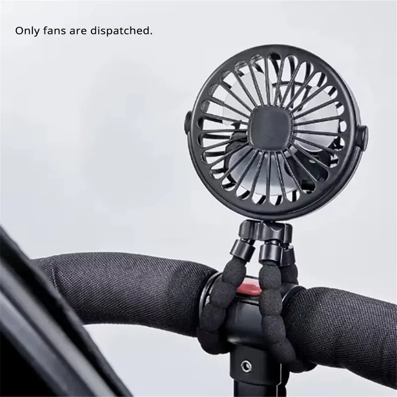 Mini USB Fan Rechargeable Octopus Multifunctional Fixable Small Fan Portable Desktop for Baby Stroller Bicycle with Soft Wind