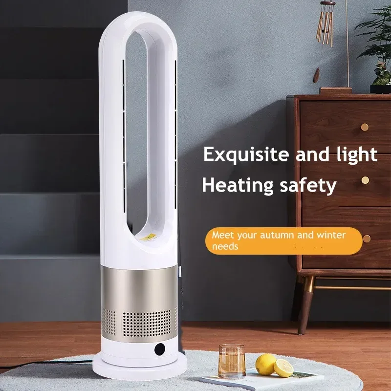 Bladeless Electric Tower Fan with Cold & Warm Air Cooling Standing Air Conditioner Heater with Timer Remote Control
