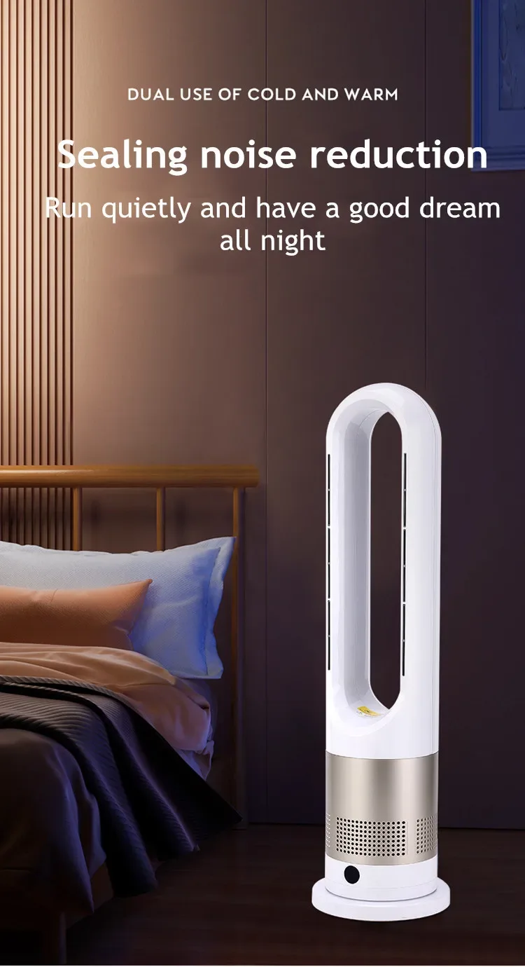 Bladeless Electric Tower Fan with Cold & Warm Air Cooling Standing Air Conditioner Heater with Timer Remote Control