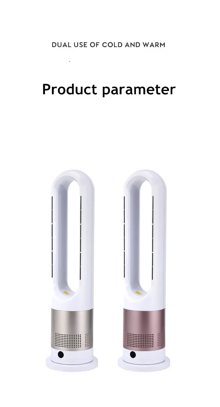 Bladeless Electric Tower Fan with Cold & Warm Air Cooling Standing Air Conditioner Heater with Timer Remote Control
