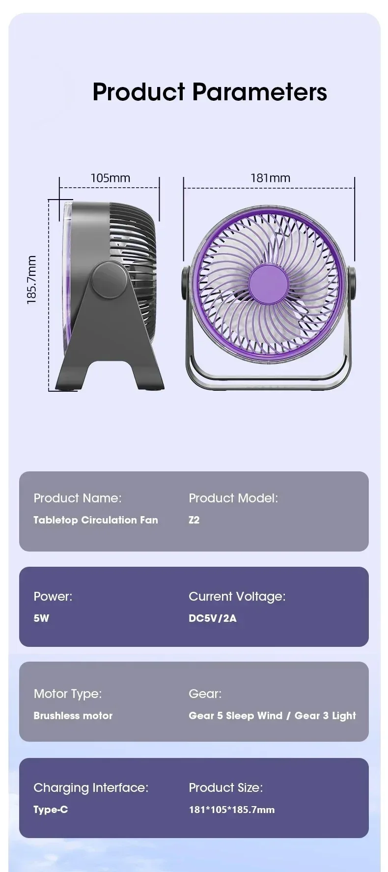 5-Speed Adjustable Multifunctional Electric Fan Circulator Portable Quiet Home Ventilator Desktop Wall Ceiling Fan Air Cooler