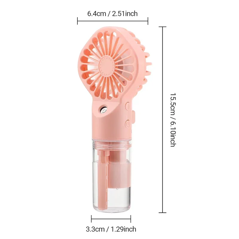 Portable Water Mist Fan USB Charging Handheld Mini Quiet Air Cooling Fan 4 Speed Humidification Spray Fan for Home Office Dorm
