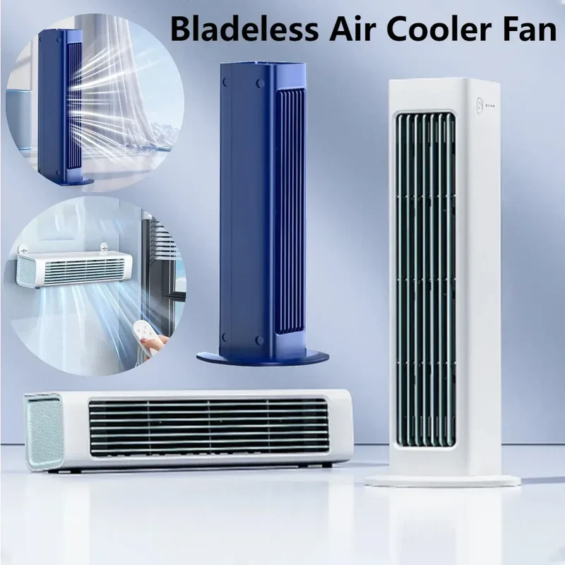 4000mah Leafless Fan 3 Mode Bladeless Air Cooler Fan LED Wall Mount/Desktop Standing Tower Fan for Bedroom Living Rooom Bathroom