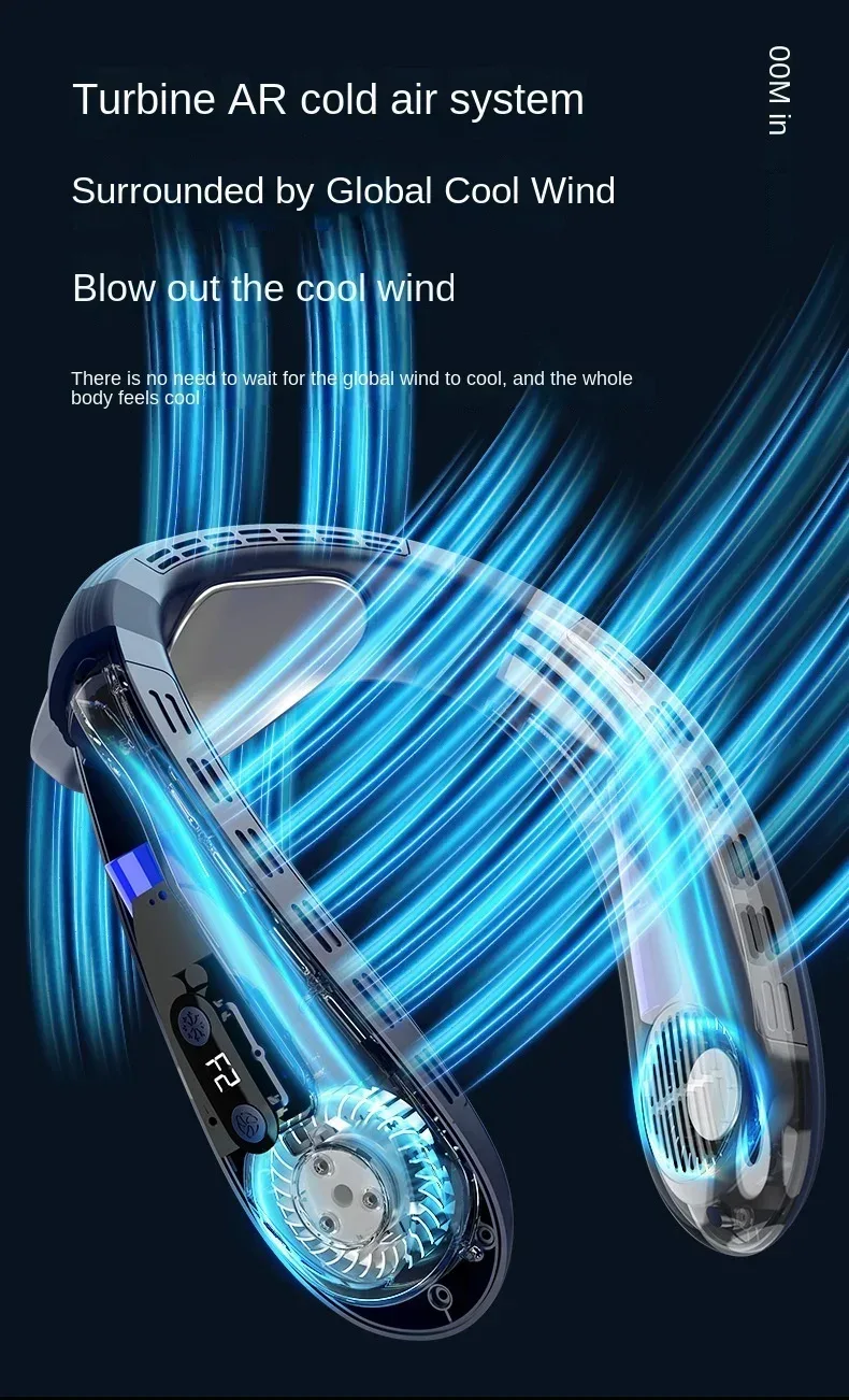 New Neck Air Conditioner Portable Neck Fan Rechargeable Semiconductor Cooling Bladeless Fan Outdoor Personal Fan Wearable Cooler