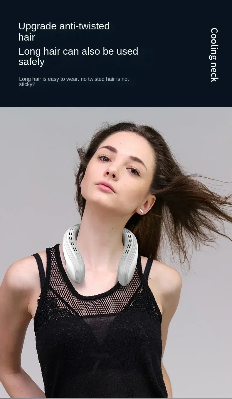 New Neck Air Conditioner Portable Neck Fan Rechargeable Semiconductor Cooling Bladeless Fan Outdoor Personal Fan Wearable Cooler