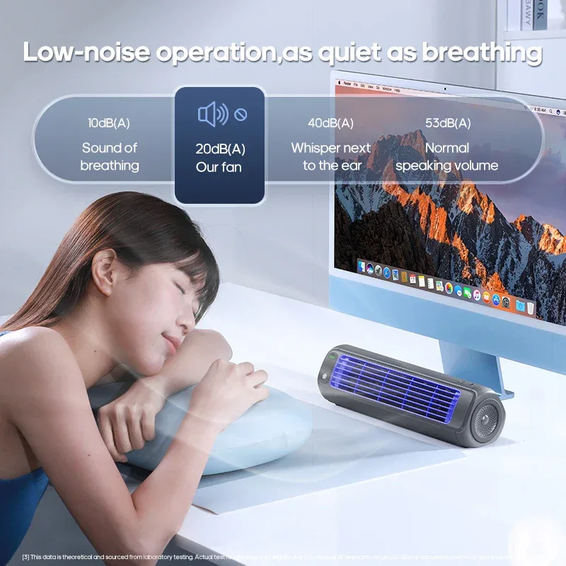 KINSCOTER Portable Air Conditioner Fan 2000mAh Quiet Desktop Tower Fan Wall Non-drilling Circulating Fan 3 Speeds Adjustable