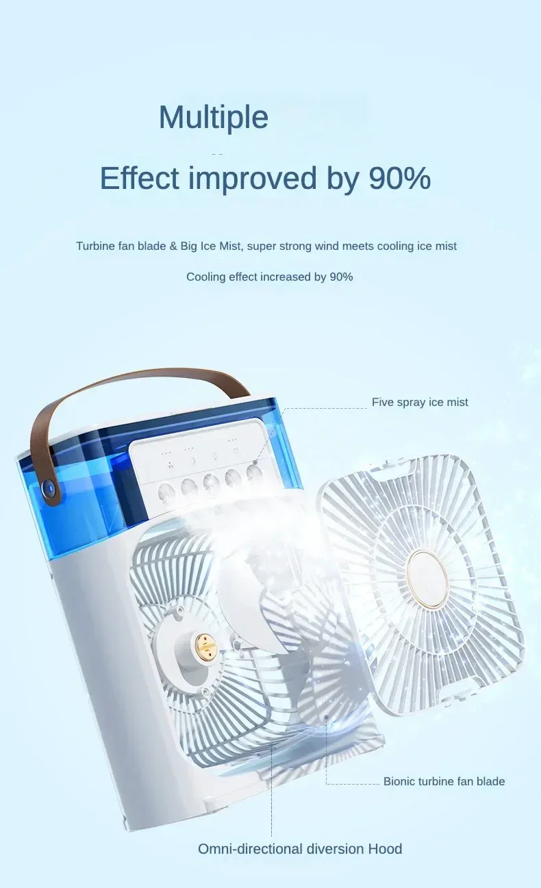 Portable Humidifier Fan AIr Conditioner Household Small Air Cooler Hydrocooling Portable Air Adjustment For Office 3 Speed Fan