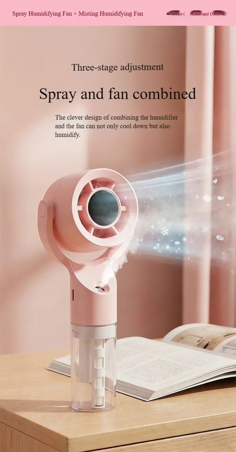 Portable Handheld Spray Mist Fan Mini Turbine Rechargeable Cooling Fan For Desktop Outdoor Camping Student Dormitory Summer Use