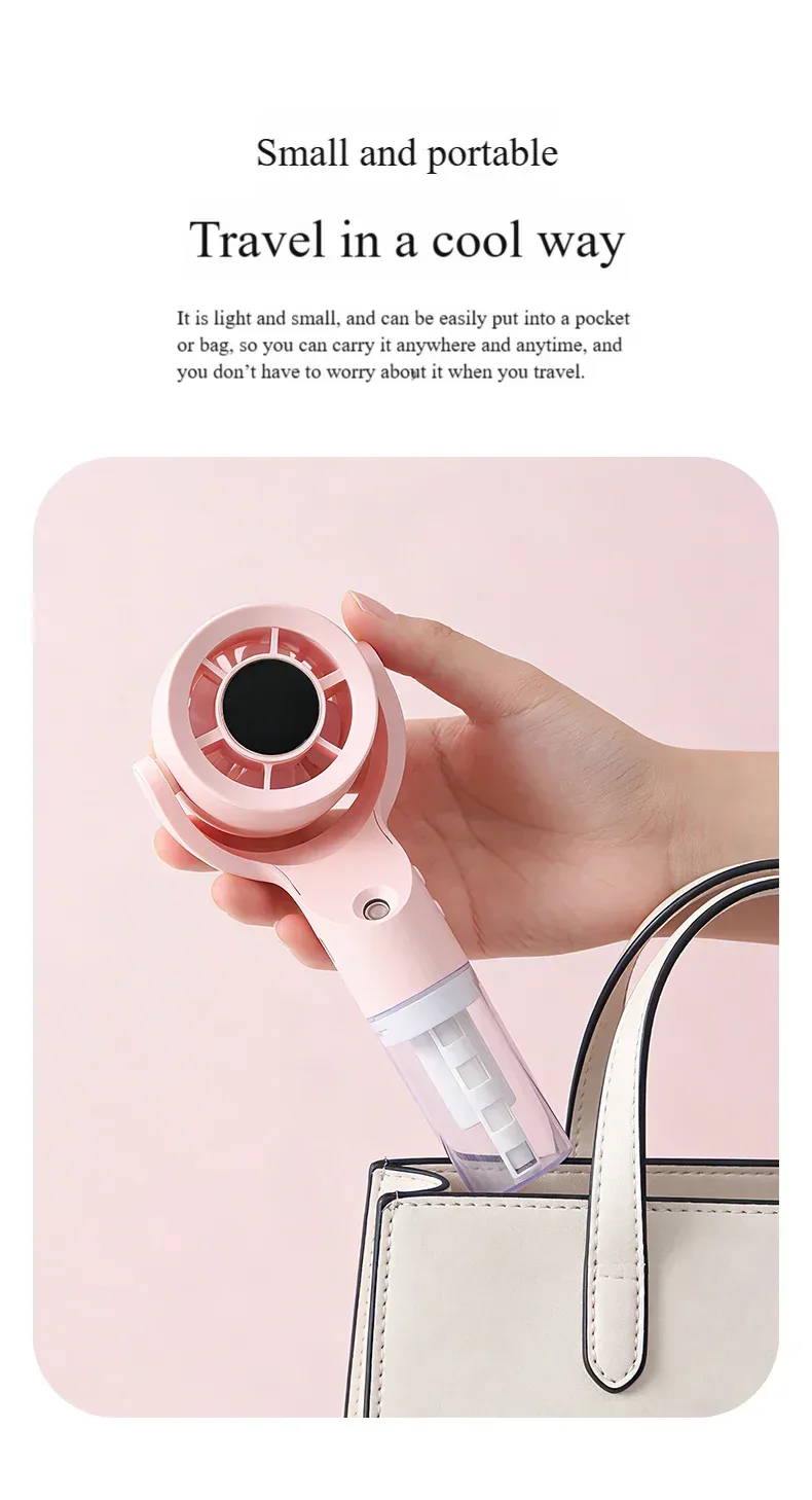 Portable Handheld Spray Mist Fan Mini Turbine Rechargeable Cooling Fan For Desktop Outdoor Camping Student Dormitory Summer Use