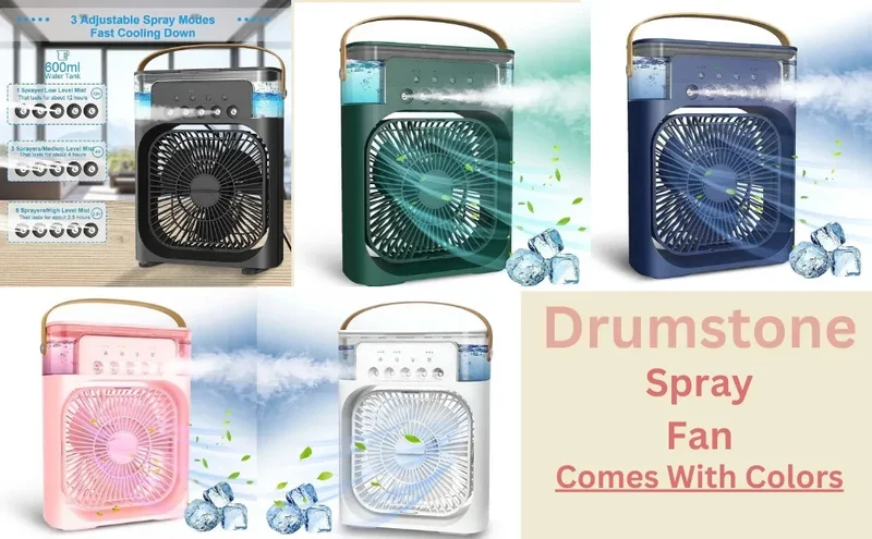 Portable Mini Air Cooler Humidifier Fan 3 Speed Mist Spray 7 Color LED 1/2/3 Hour Timer USB Desk Fan for Home Office Travel