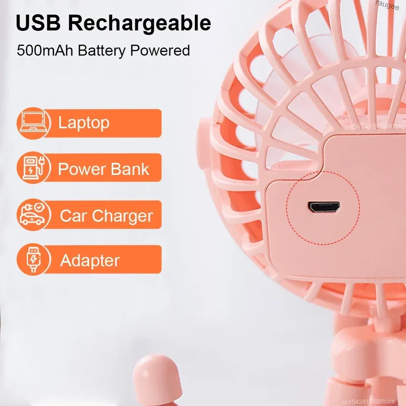 Portable Fan Mini Stroller Clip Fan USB Handheld Fan For Car Seat Bike 360° Rotate Flexible Octopus Stroller Fan Mini Car Fan
