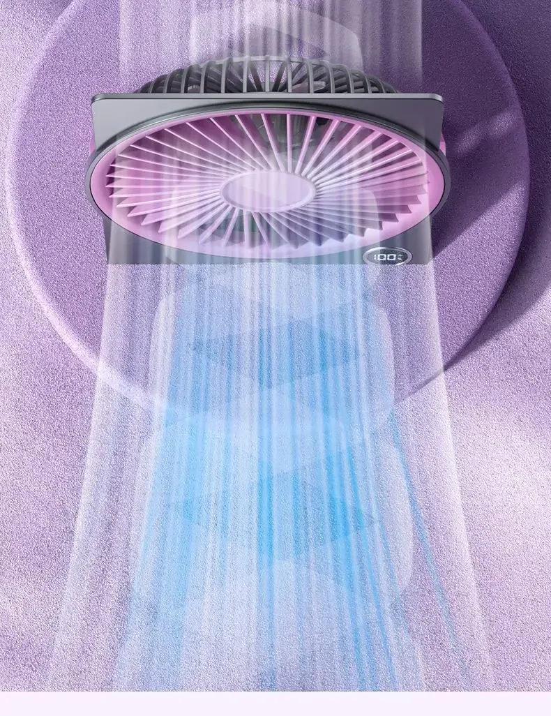 Ultra-thin Desktop Fan Digital Display USB Charging Strong Wind Portable Silent Card Style Fan Dormitory Office Summer Small Fan