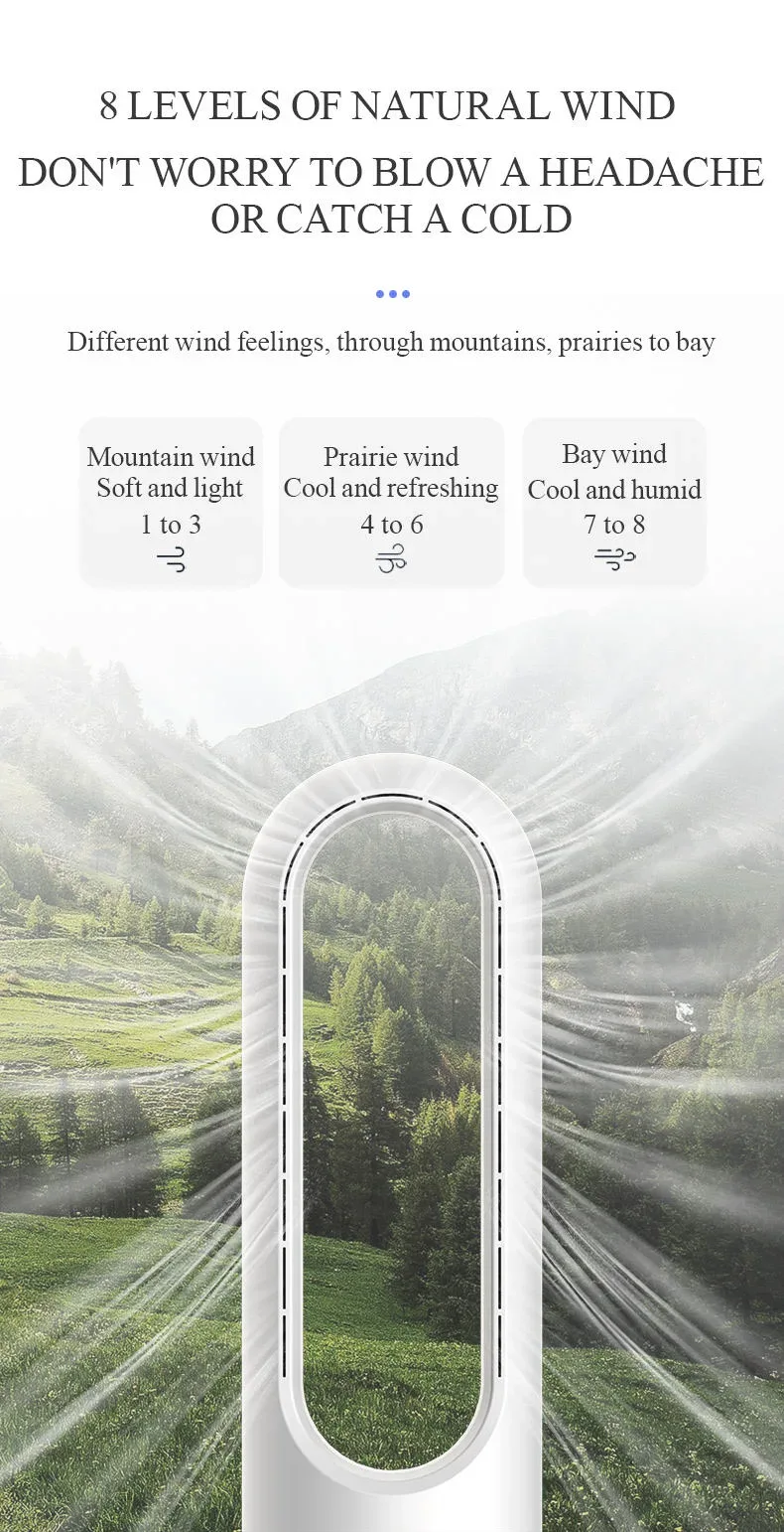 Smart Home Air Cooling Fan with Tower-Installable Bladeless Design Includes Air Purifier for Household Use