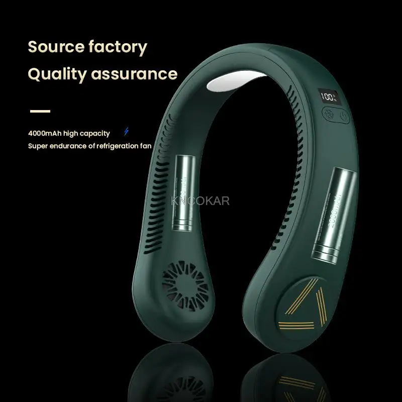 Portable Air Cooling Neck Fan Mini Bladeless LED Air Conditioner Wireless Outdoor Sport Cooling Hanging Fan ventilador de cuello