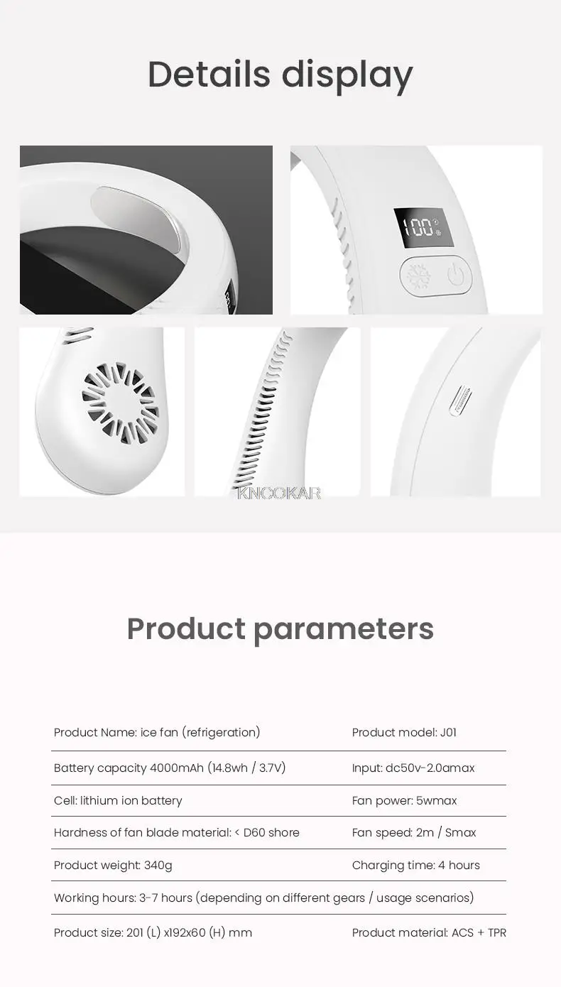 Portable Air Cooling Neck Fan Mini Bladeless LED Air Conditioner Wireless Outdoor Sport Cooling Hanging Fan ventilador de cuello