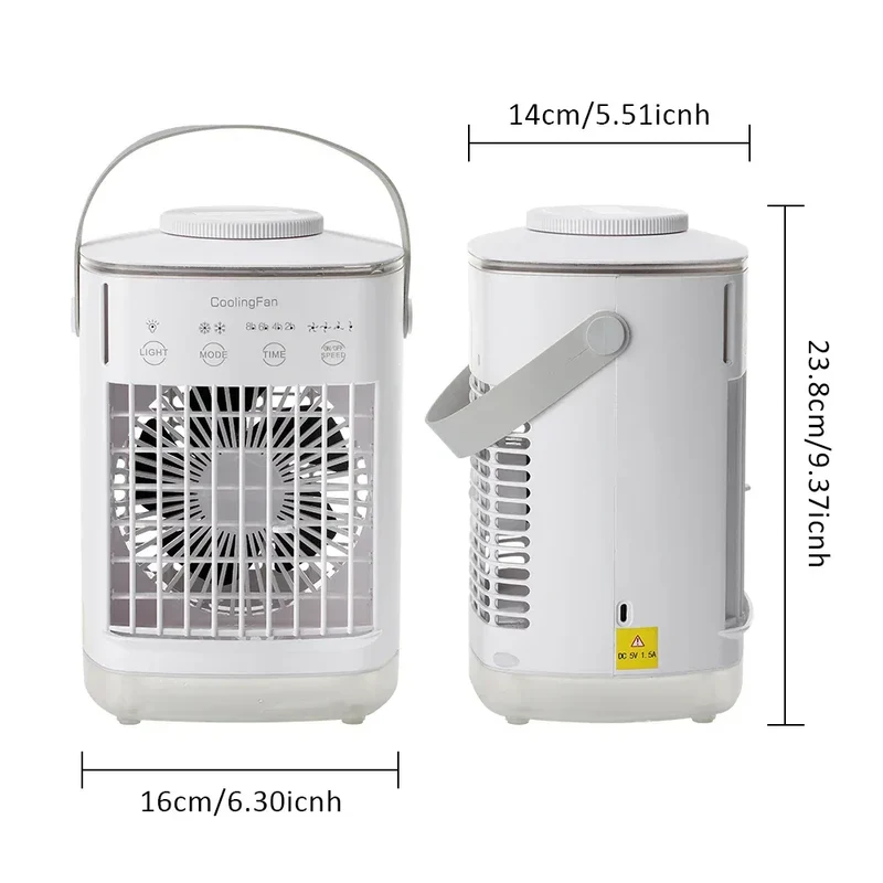 3 In 1 Portable Cooling Fan Desktop Humidifier 4 Gears Air Conditioners With Night Light Water Mist For Home Office Use