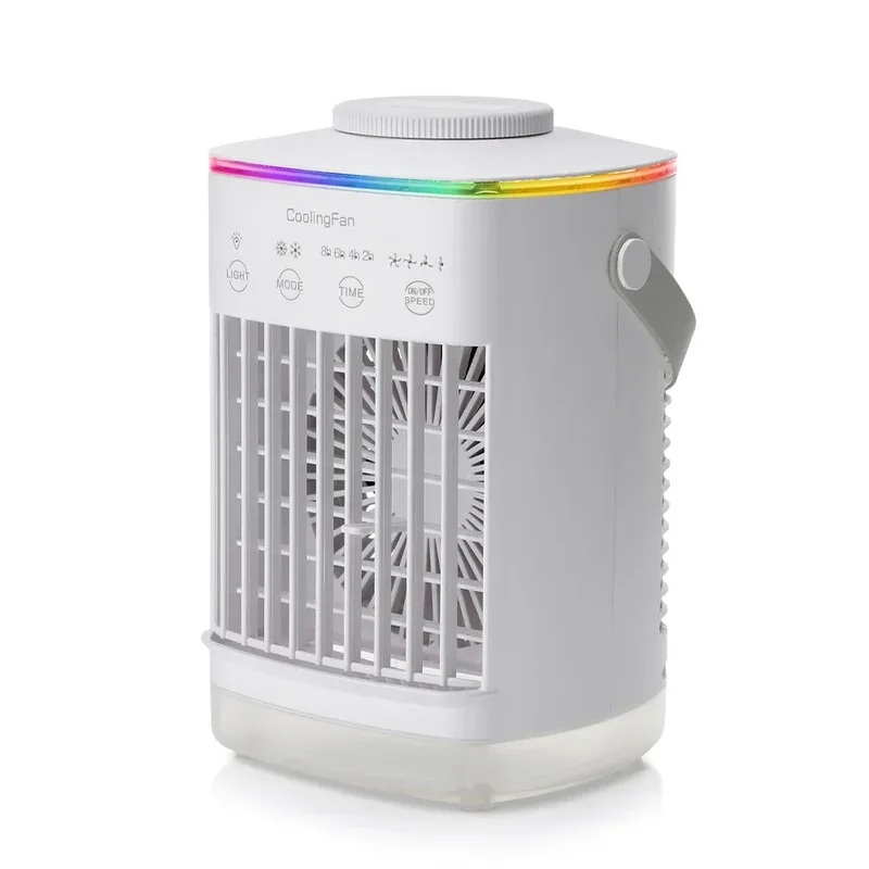 3 In 1 Portable Cooling Fan Desktop Humidifier 4 Gears Air Conditioners With Night Light Water Mist For Home Office Use