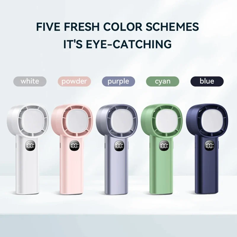 Night Light Cooling Fan 5000mAh Handheld Cooling Fan Portable Handheld Turbo Fan 100 Wind Speeds Adjustable Mini Personal Fan