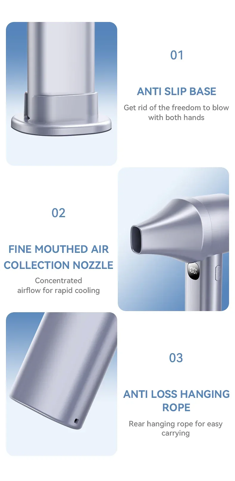 Night Light Cooling Fan 5000mAh Handheld Cooling Fan Portable Handheld Turbo Fan 100 Wind Speeds Adjustable Mini Personal Fan