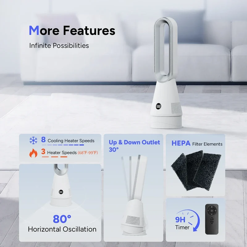 Wholesale Smart Fan and Warming Dual Purpose Office Home House Room Portable Electric Bladeless Fan Heater