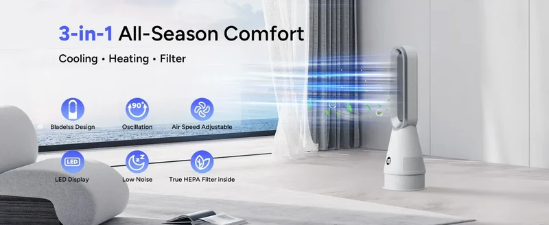Wholesale Smart Fan and Warming Dual Purpose Office Home House Room Portable Electric Bladeless Fan Heater