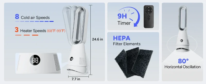Wholesale Smart Fan and Warming Dual Purpose Office Home House Room Portable Electric Bladeless Fan Heater