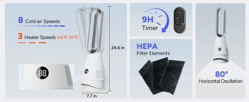 Wholesale Smart Fan and Warming Dual Purpose Office Home House Room Portable Electric Bladeless Fan Heater