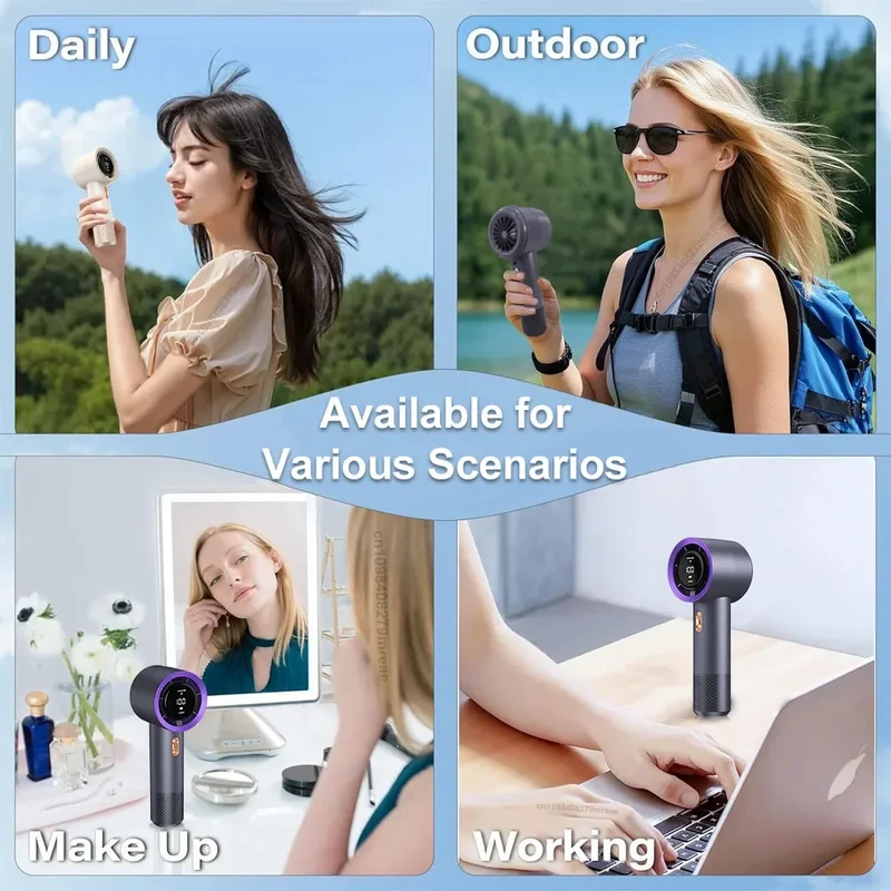 3000mAh Handheld Fan Portable Turbo Fan Air Cooler 199 Gears High-Speed Fans Smart Mini Hand Fan Outdoor Travel Camping Fan