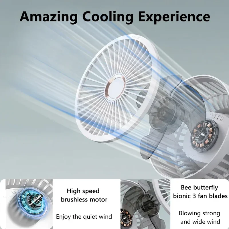 Desktop Fan Portable Clip Fan for Home Room Office Desk/Clip Fan 720° Rotate Wireless Wall Fan Portable Mini Air Circulator Fan