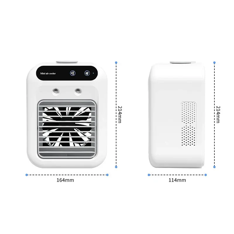 Mini Air Cooler Fan Portable Desktop Cooling Fan with Spray Humidification 2 Wind Speeds Rechargeable for Home Office Cooling