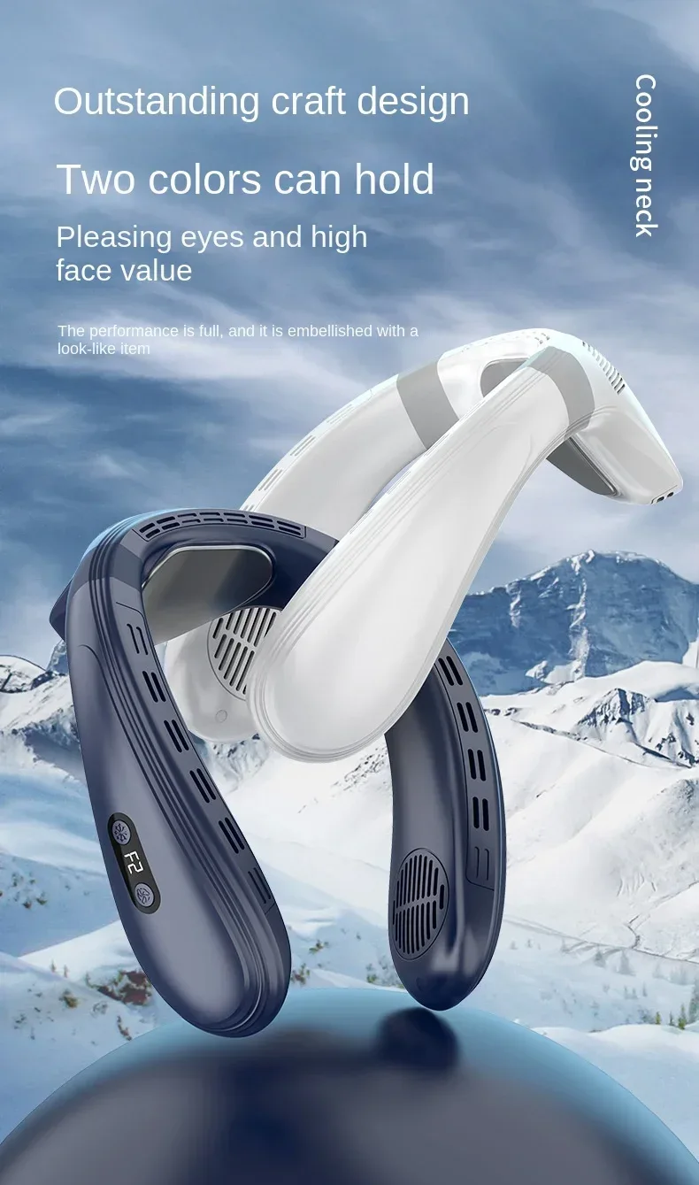New Neck Air Conditioner Portable Neck Fan Rechargeable Semiconductor Cooling Bladeless Fan Outdoor Personal Fan Wearable Cooler