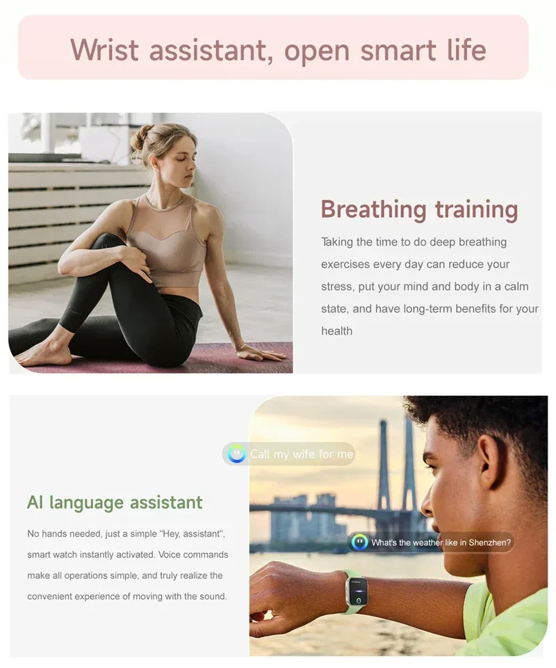 LIGE New Heart Rate Health Smartwatch Men Women 2.01" Bluetooth Call Music Smart Watches Ladies Sports Fitnesss Smart Watch Gift