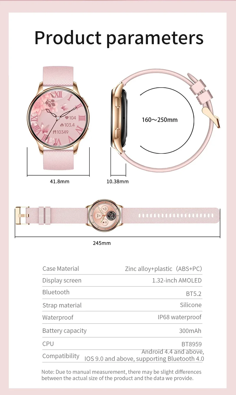New Original Ultra Thin Women SmartWatch 1.32"AMOLED Display HD 466*466 Always Show Time Call Reminder for Women Smartwatch gift