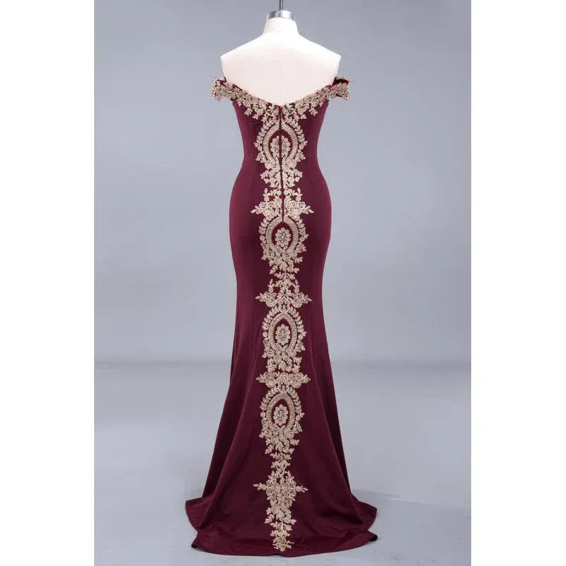 Robe de Soiree 2026 Elegant Off-Shoulder Evening Dress Sexy Lace Crystals Rose Gold Long Prom Party Dresses Vestido de Festa