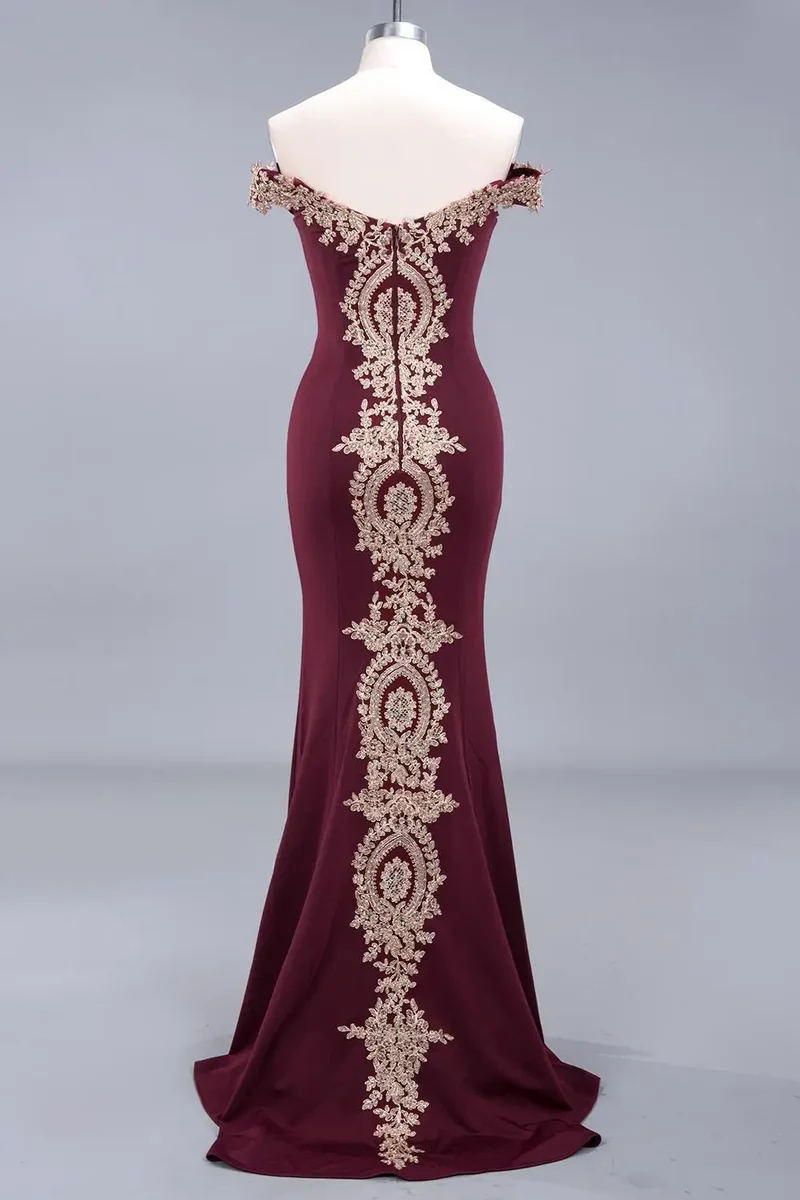Robe de Soiree 2026 Elegant Off-Shoulder Evening Dress Sexy Lace Crystals Rose Gold Long Prom Party Dresses Vestido de Festa