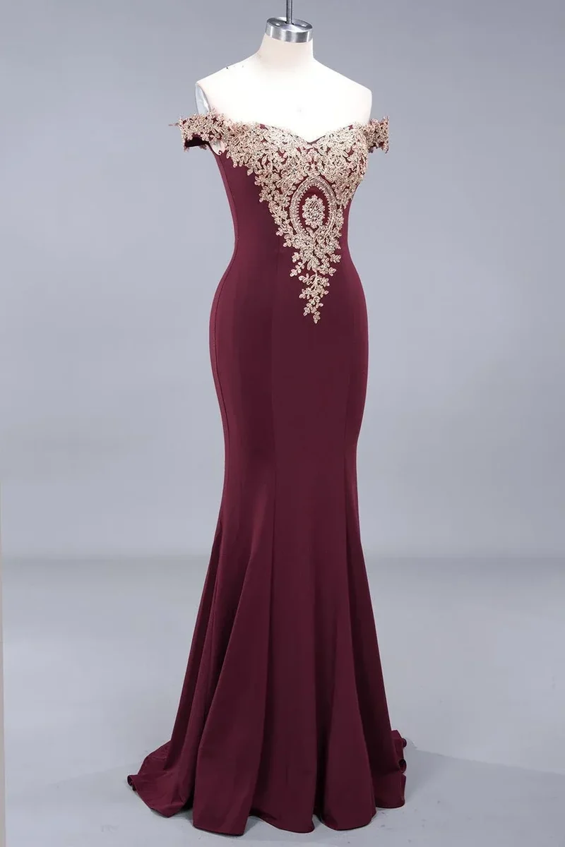 Robe de Soiree 2026 Elegant Off-Shoulder Evening Dress Sexy Lace Crystals Rose Gold Long Prom Party Dresses Vestido de Festa